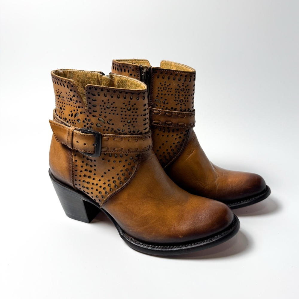 JB Dillon Reserve Brown Leather Buckle Ankle Boots